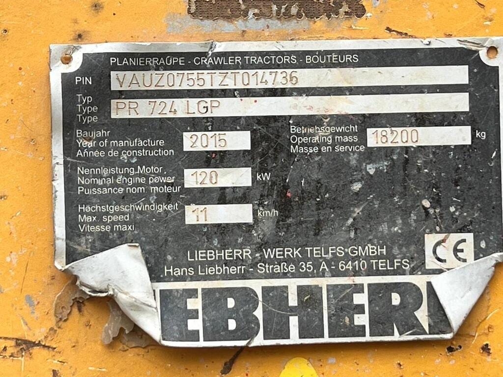 2016 Liebherr PR724 LPG Dozer Exw UK